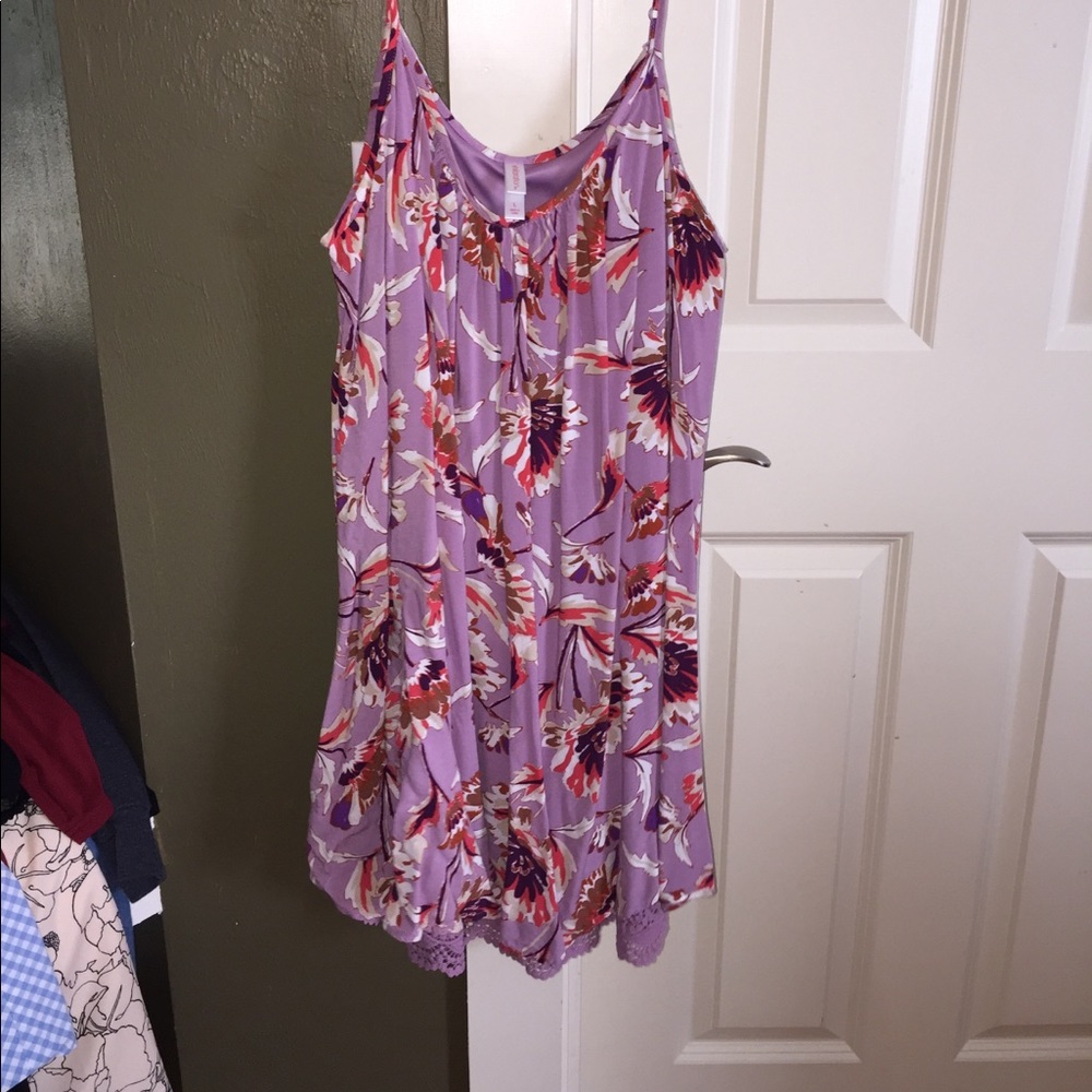 purple flowered sundress